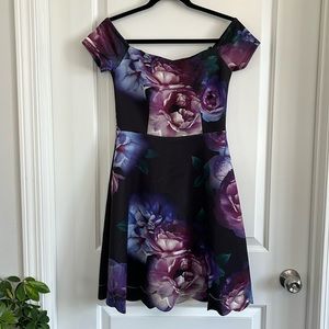 Le Chateau floral fit and flare off the shoulder dress size xs